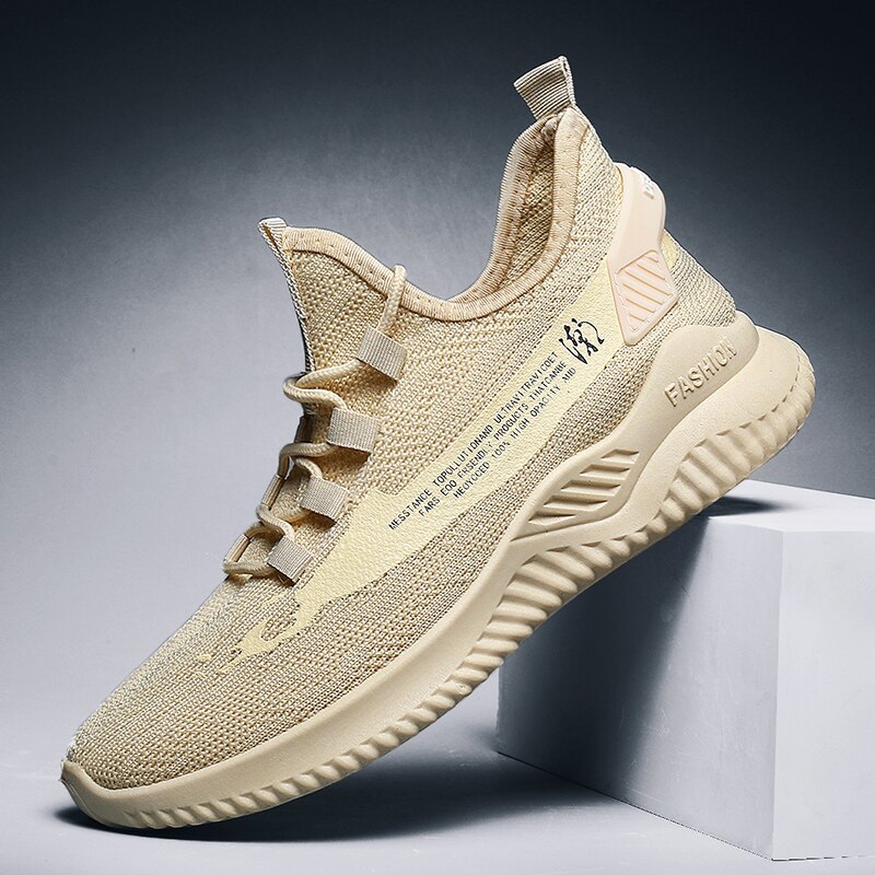 Sneakers heren casual schoenen lichtgewicht sneaker veterschoenen heren sneakers herfst casual leren platte schoenen lage heren sneakers: Beige / 7.5