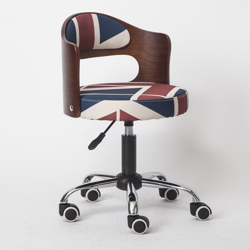 Stijl Massief Hout Lifting Barkruk Moderne Eenvoudige Rugleuning Thuis Beauty Salon Ronde Kruk Receptie Hoge Kruk Swivel stoel: Rosewood linen