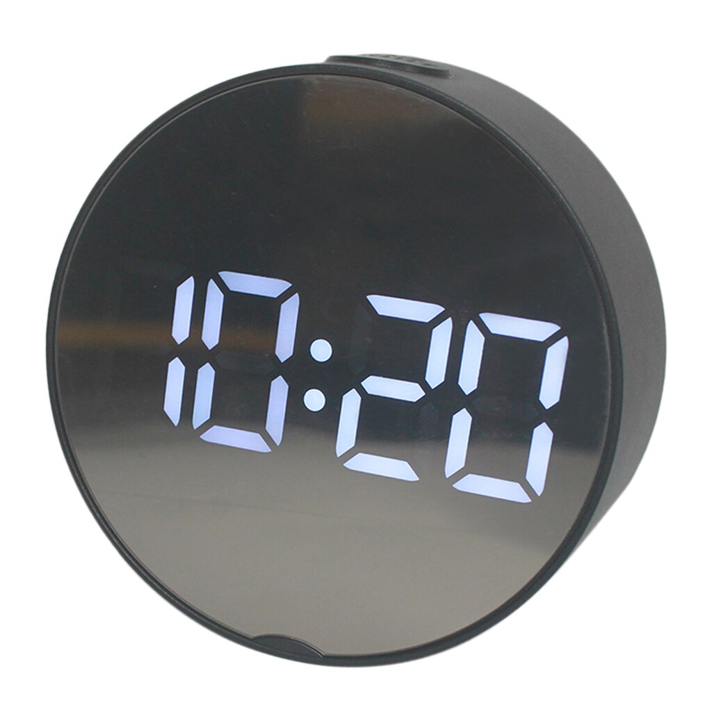 Led Digitale Wekker Batterij Operated Of Usb Lader Poort Voor Slaapkamer/Muur/Travel Met Alarm, kalender En Spiegel Functie: Black Frame White L