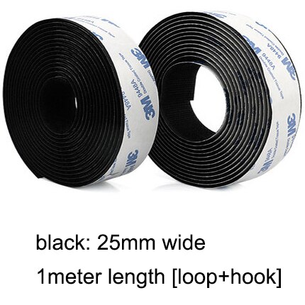 1Meter/Pairs Strong Self adhesive Hook and Loop Fastener Tape nylon sticker velcros adhesive with Glue for DIY 20/25/30/38/50mm: 25mm black 1meter