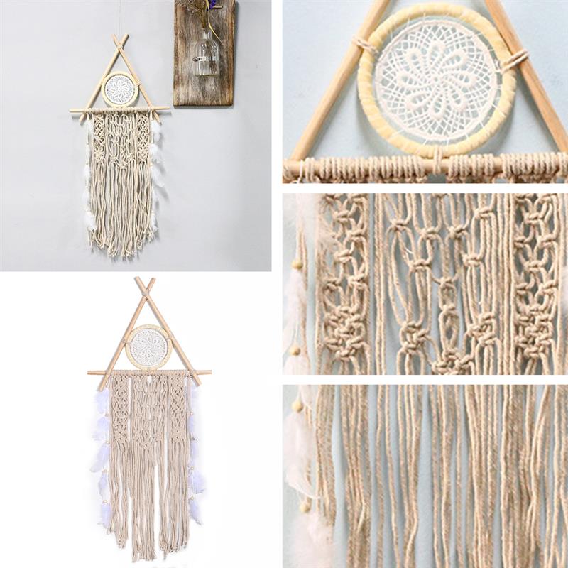 Bohemian Chic Macrame Wall Hanging Tapestry Mandala Dreamcatcher Wall Decor Boho Woven Knitted Tapestries Home Decoration