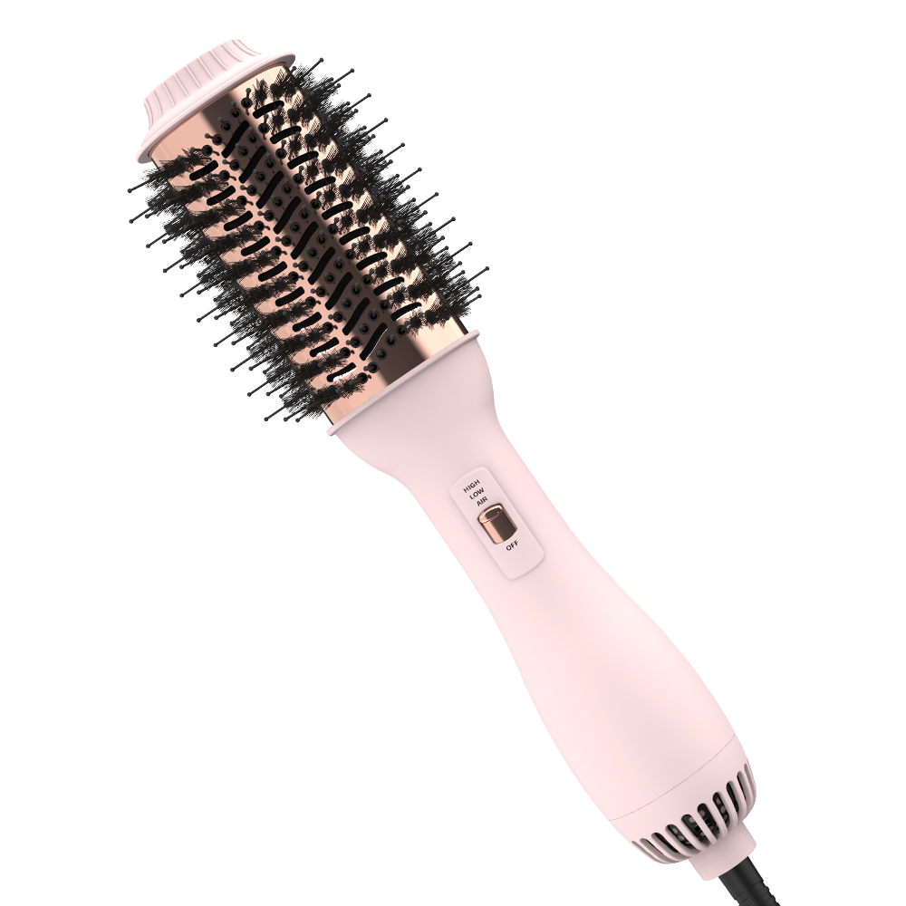 LISAPRO-cepillo y volumizador de aire de un solo paso PLUS 2,0, secador de pelo y estilizador, cepillo rizador de pelo negro y dorado: Rosa / Enchufe británico