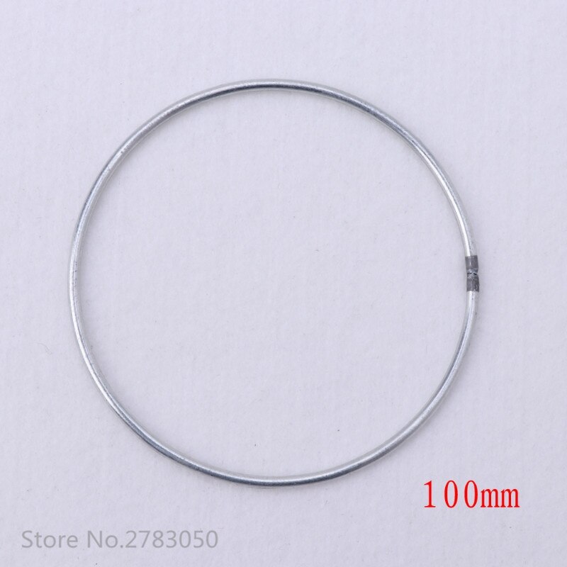 30-160mm 17 Size Ronde Metalen Hoop Zilver Dreamcatcher Ring Wandkleden Macrame Ambachten Thuis DIY Decor Droom catcher Accessoire: 100mm