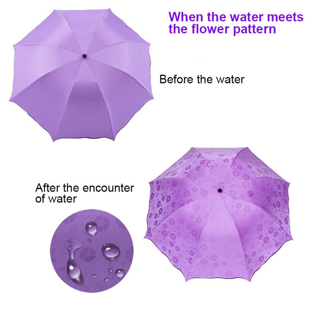 Magic Folding Sun Umbrella Anti UV Windproof Umbrella Raining Blossom Umbrella with Water Portable for Women Girls Travel
