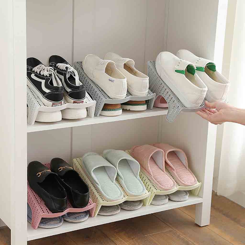 Shoe Slots Organizer Storage Stand Holder Double Layer Plastic Space Saver Holder Shoes Box Organizer Storage Tools
