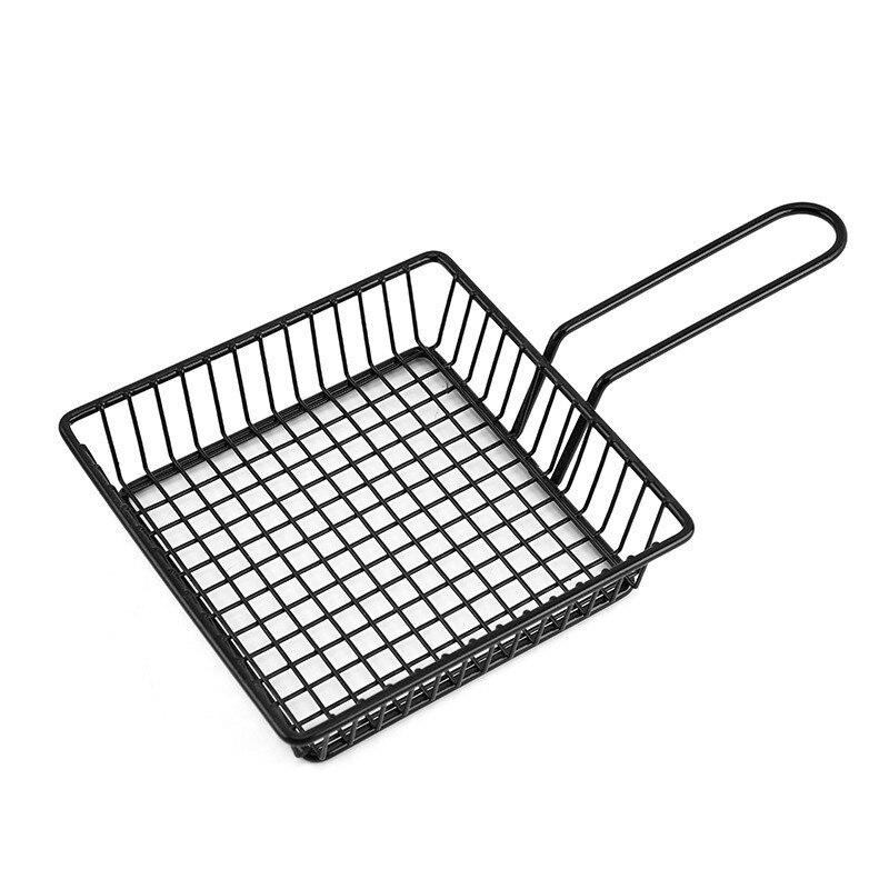 Stainless steel frying basket net French fries basket frying frame square oil control filter frying basket dense frying screen