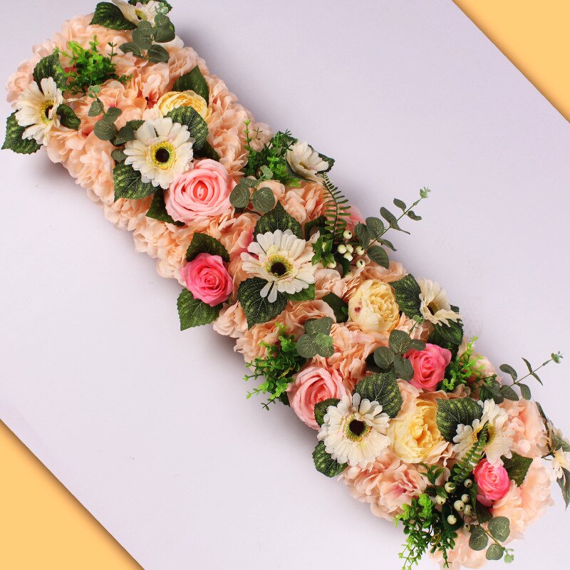 100cm gør-det-selv bryllup blomstervæg kunstig blomst række silke pæon rose scene arrangement dekoration bryllup jern bue baggrund