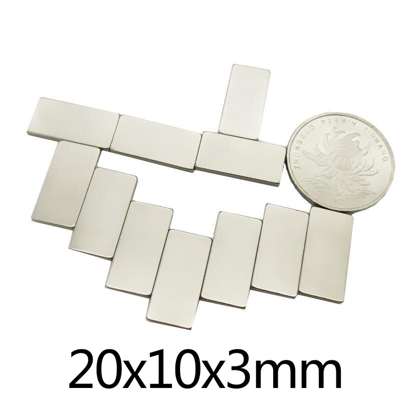20/50/100 stuks Sterke magnetische Super sterke neodymium magneet 20*10*3mm ndFeB magneet 20mm x 10mm x 3mm magneten