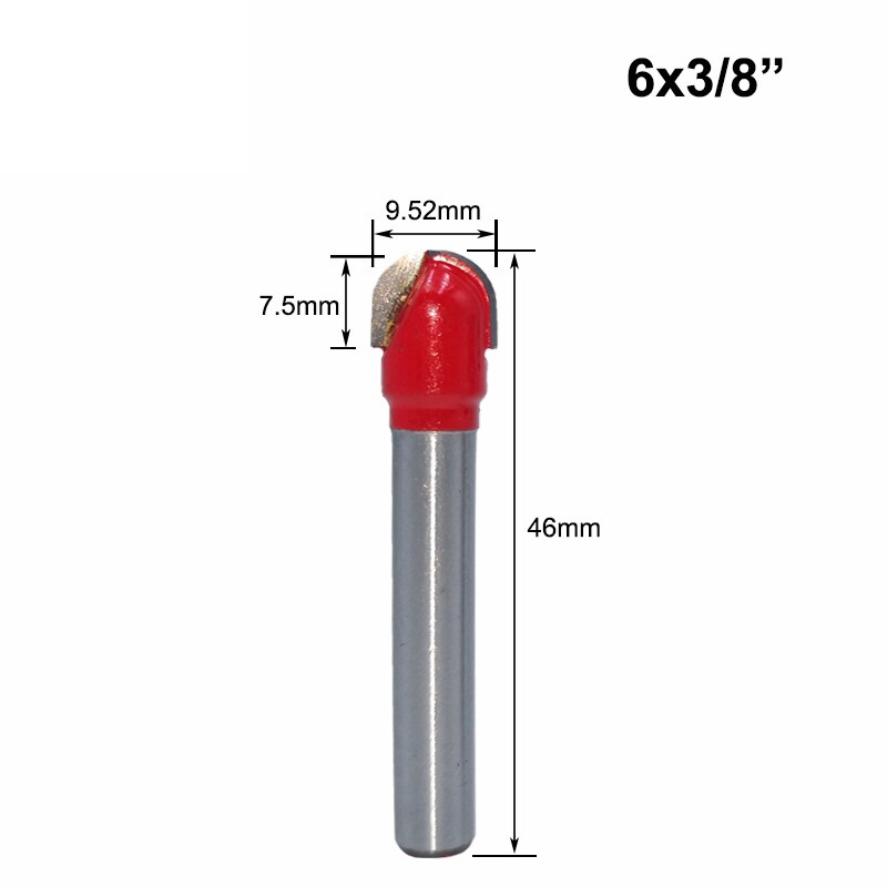 1pc 6mm skaft fræsning træskæring træ kugle næse fræser bit rund fræsning træ cnc radius kerne kasse solid hårdmetal