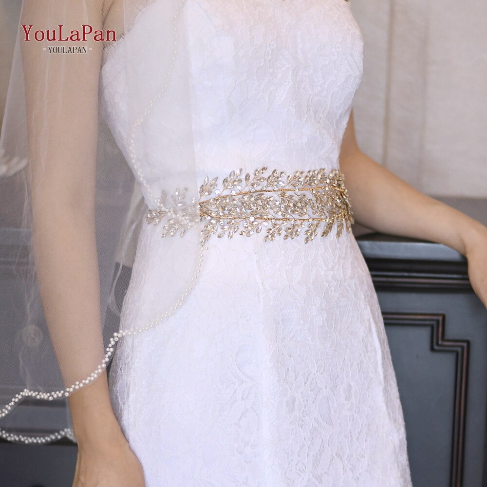 Youlapan  sh308- g gouden strass riem bruidsriem sjerp trouwjurk riem kristal applicatie voor bruidsmeisjesjurk jurk riem