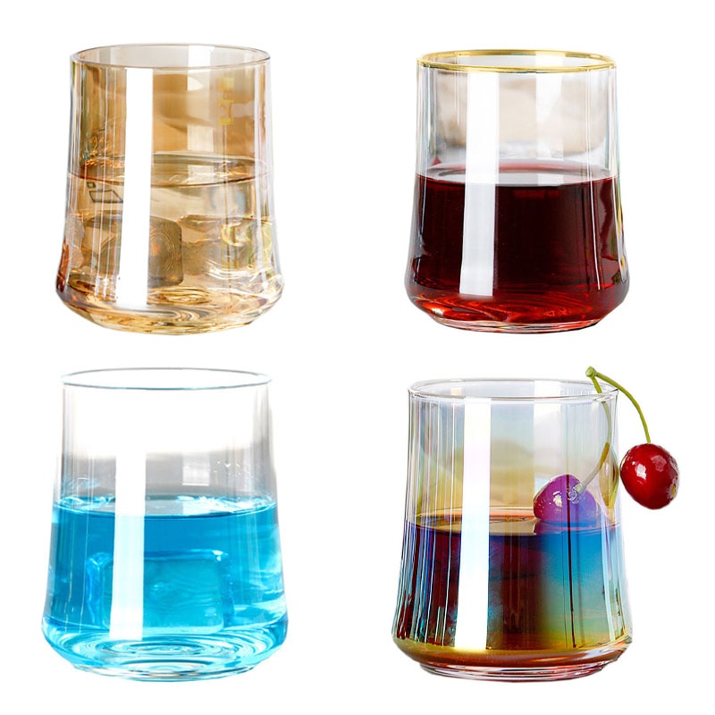 305ML Simple Colorful Crystal Clear Glass Water Cup Whiskey Glass Juice Cold Drink Cocktails Cup Home