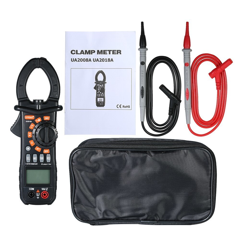 Handheld Digital Clamp Meter 1999 Counts Auto Range Multimeter Measuring Voltage Current Resistance Continuity Diode Tester LCD