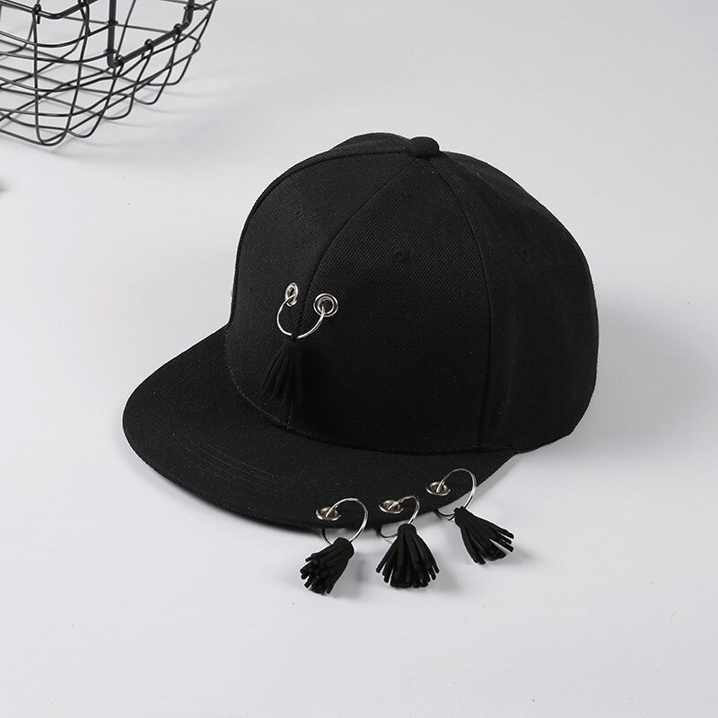 Chapéu punk de algodão estilo adulto e infantil, chapéu hip hop preto com fivela preta, chapéu casual para homens e mulheres, bonés de beisebol da moda de rua: C