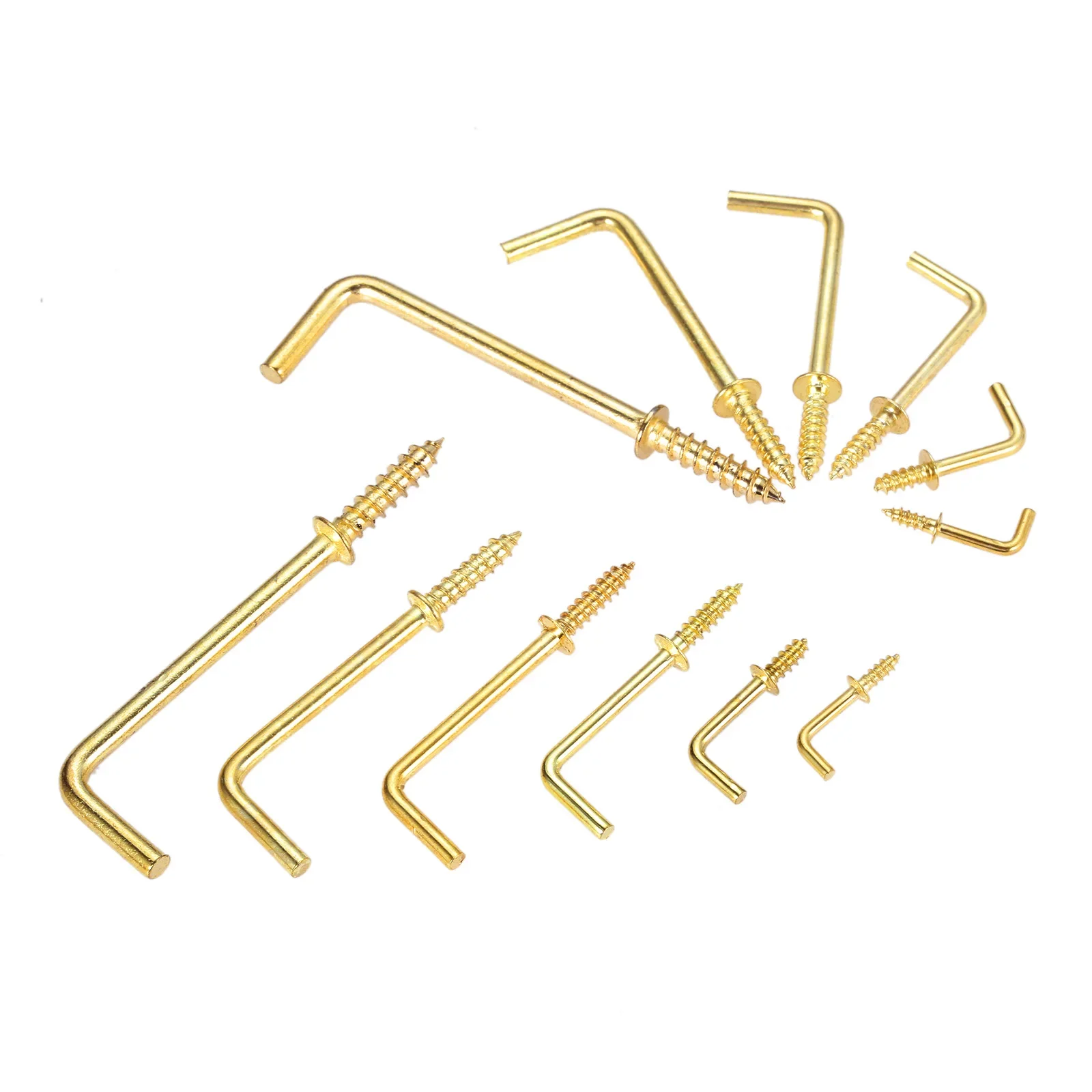 10/20pcs 7-style Metal Hook L-shape Golden Screw-in Hanger 17/25/37/47/54mm Wood Wall Mounted Photo Frame Kitchen Garden Outdoor