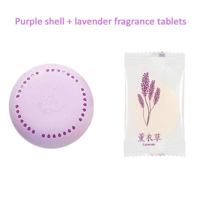 Luftfräschare för hemmabruk toalett aromaterapi doft varaktig deodorant rund fast fräschare för sovrum garderob biltillbehör: Lila