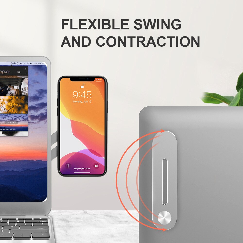 Screen Support Hoder Laptop Side Mount Connect Tablet Bracket Dual Monitor Display Clip Adjustable Phone Stand Holder: 3 Silver