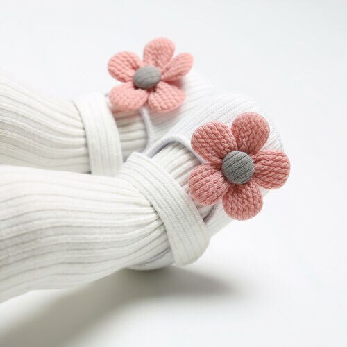 Spring 0-18M Baby Girl Big Flower Crib Shoes Buckle Strap Soft Bottom Cotton Anti-Slip Toddler Infant Footwear 3 Colors