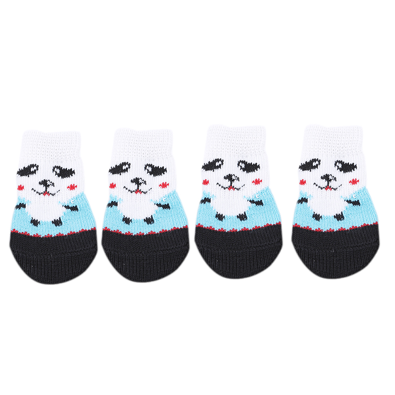 Pet Dog Puppy Cat Shoes Slippers Non-Slip Socks Pet Cute Indoor for Small Dogs Cats Snow Boots Socks pet supplies: blue white M