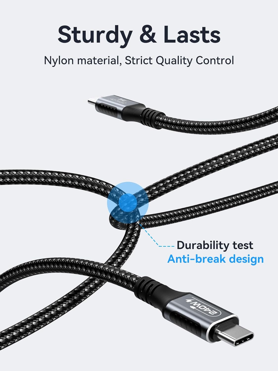 TUTI 240W USB C Thunderbolt 4 Cable,40Gbps Data Transfer,8K Video Compatible With Thunderbolt 4/3 Monitor,Hub,Docking Stations