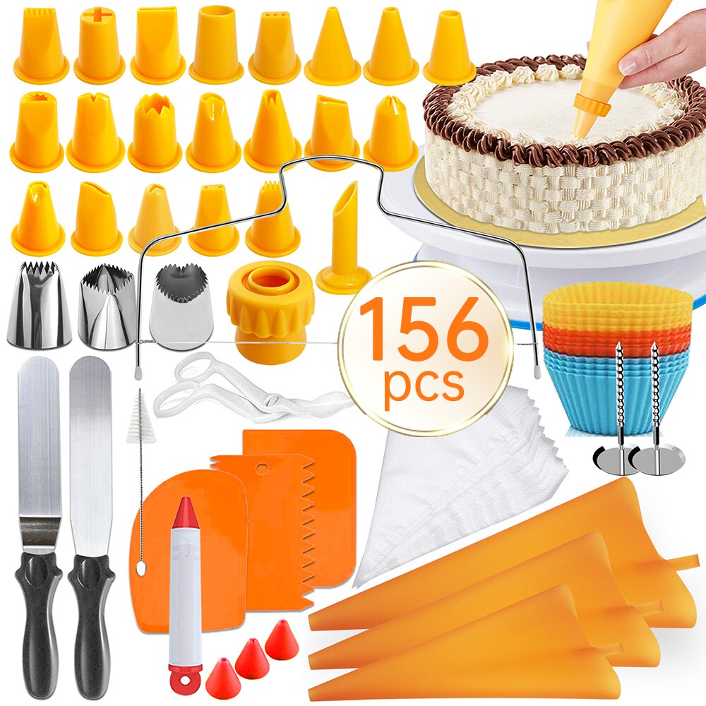 164PCS/Set Multifunction Cake Turntable Set Cake Decorating Tools Kit Pastry Nozzle Fondant Tool Kitchen Dessert Baking Supplies
