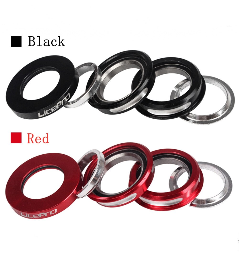 Litepro Folding Bike Headset, Aluminum Alloy Solid 44mm Internal Sealed Bicycle Bearing Headset Accessory Ultra-ligh Headsets