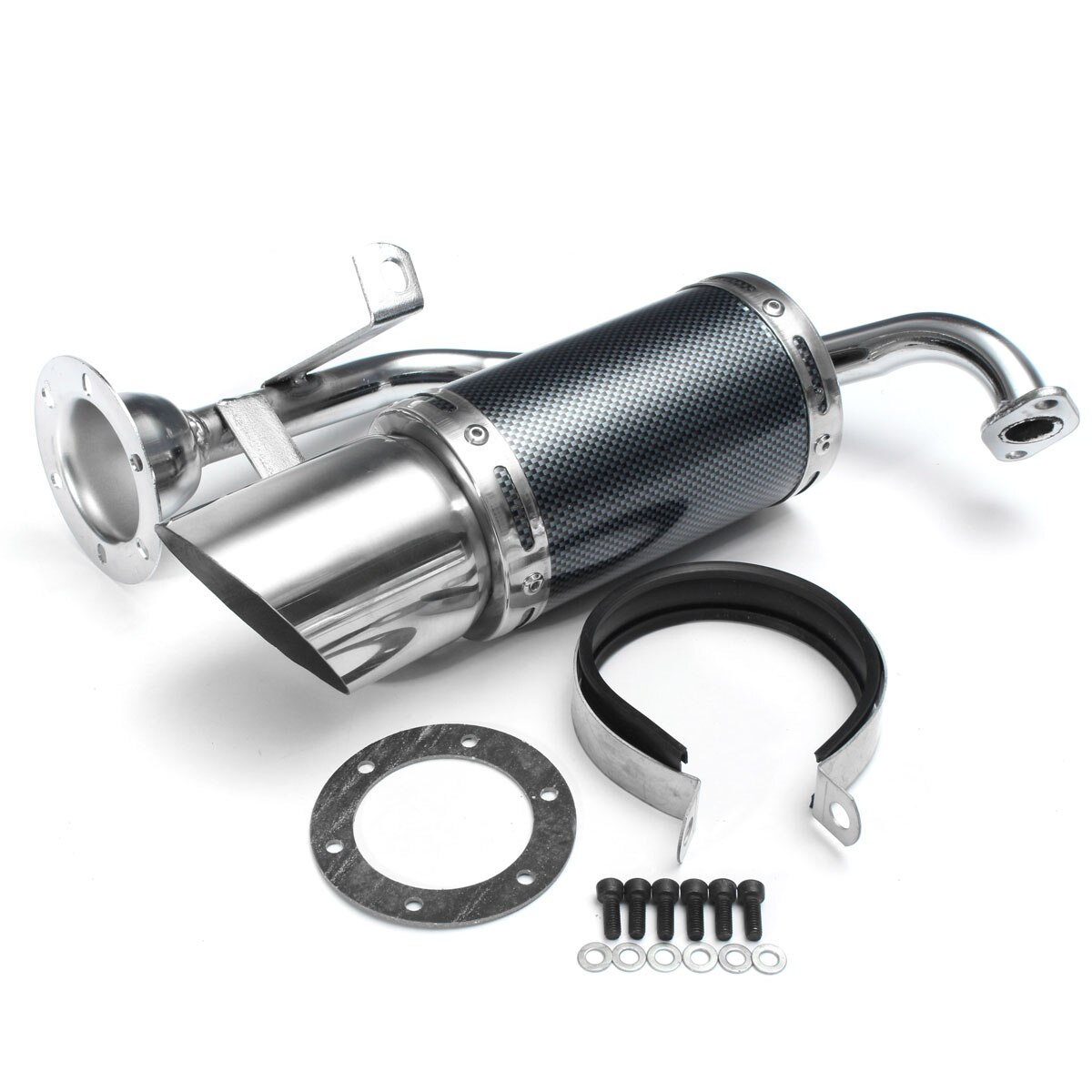 50mm/2in GY6 Performance Motorcycle Exhaust silencer Stainless Steel Short Carbon Fiber For 4 Stroke Scooter GY6 125cc 150cc