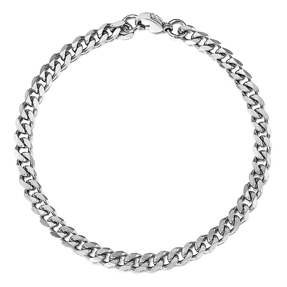 Bracelet de cheville 3/5/7mm pour femmes filles gourmette chaîne à maillons cubaine acier inoxydable femmes chaînes bijoux 10 pouces usage quotidien DKAM05: 5mm Silver KB104