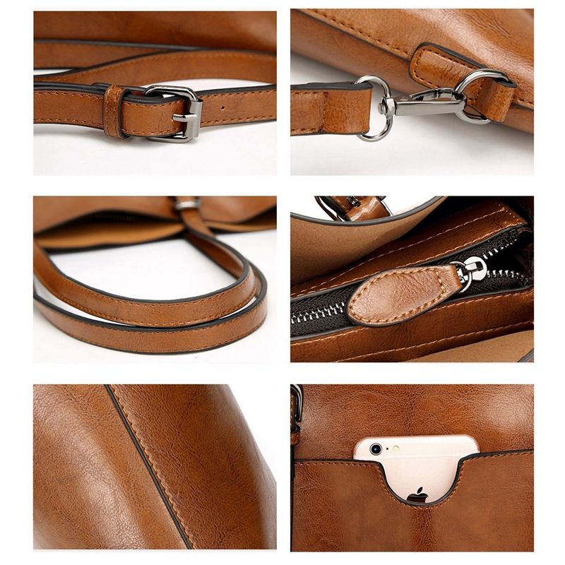 Women Handbags Tote Shoulder Bags for Women Large PU Leather Top Handle Satchel Messenger Bag Handbag Brown