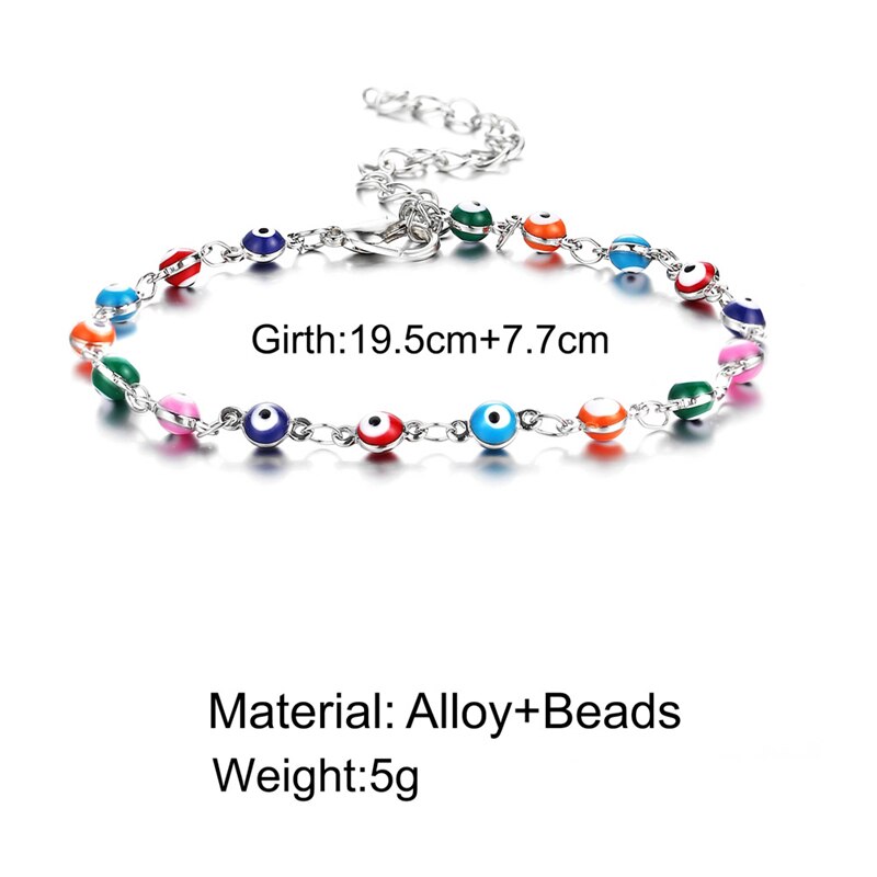 Tobilleras de abalorios Bohemias de ojos turcos multicolor para mujer, pulsera de tobillo de concha de tortuga, pulsera de pie, joyería de playa de océano