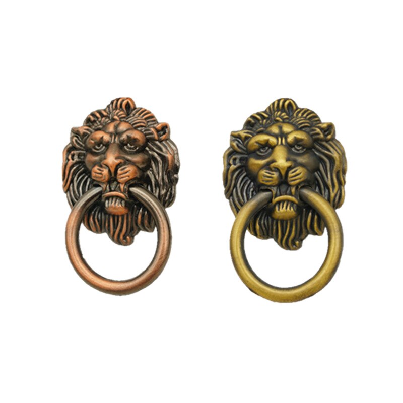 Pull Ring Deurklopper Animal Hoofd Massief Hout Gouden Leeuw Hoofd Houten Deur Handvat Pull Ring Push-Pull Antieke ouderwetse Hand