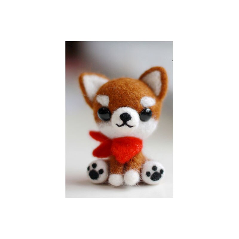 1 set wol voor Vilt DIY Pakket, naaldvilten, Shiba Inu Set dieren NR 2: violet