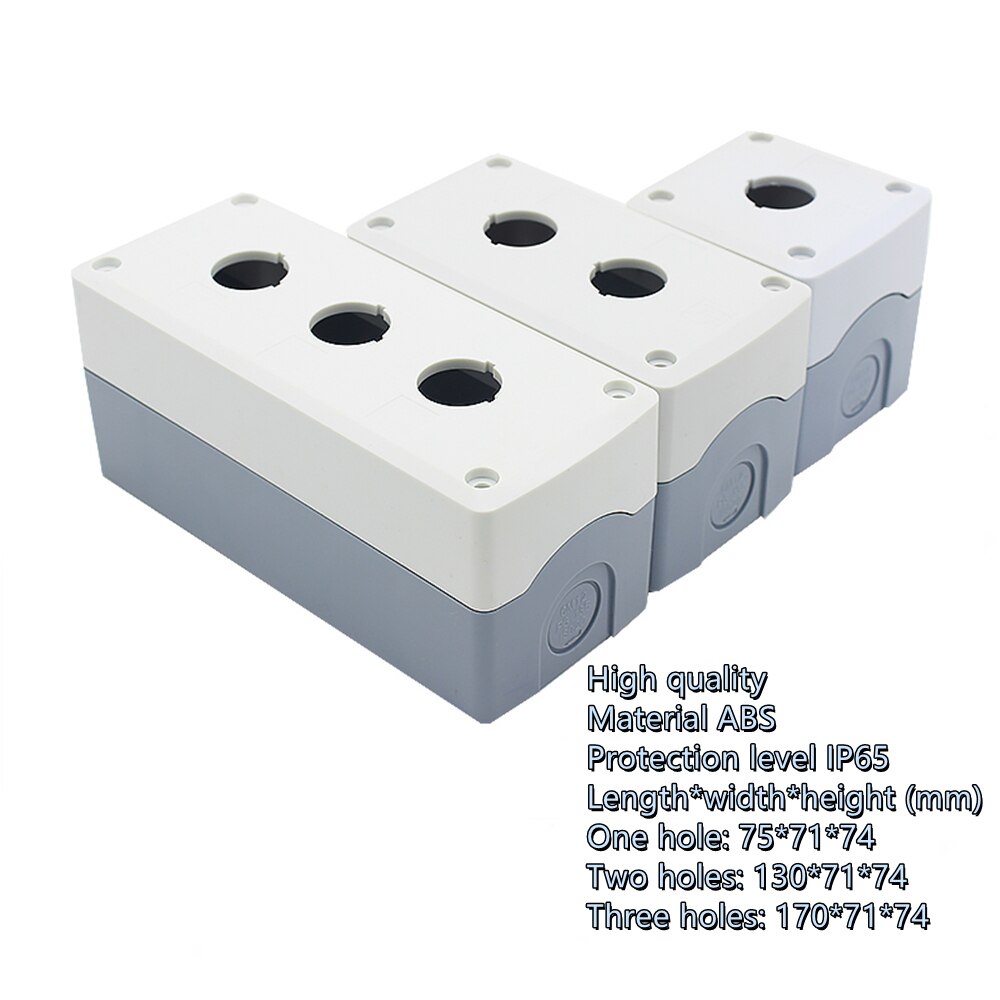 Caja de botón a prueba de agua, interruptor de caja de control, cassette/orificio de montaje de 22mm, 1 Uds.: IP65  white