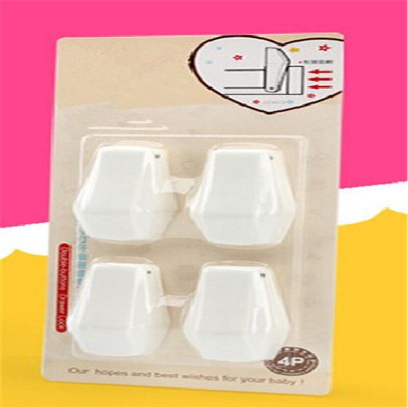 4 Pcs/ Set Child Safety Products Baby Care Drawer Hand Anti Pinch Device Baby Safety Security Seguridad Cabinet Locks Straps: white