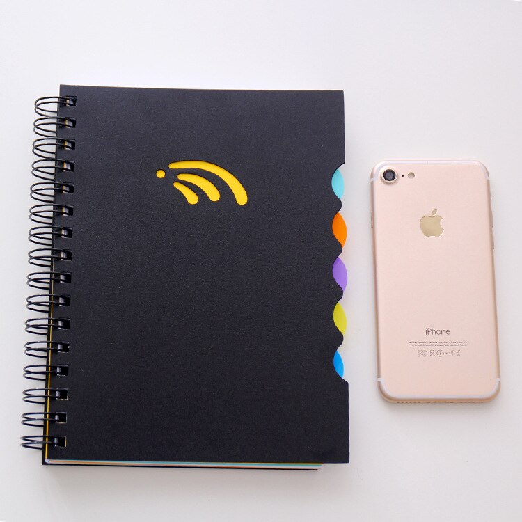Cuaderno en espiral para oficina y escuela, libreta gruesa y aumentada, con divisor de índice de papel A6, A5, B5, A4, Bloc de notas para bocetos: A5 5Divider 14X21cm