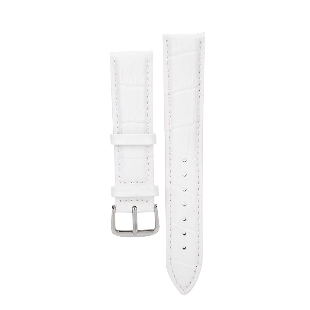 Watchband 1 Pair PU Leather Exquisite Unisex Watchband Adjustable Buckle Watch Strap Replacement Accessories For Watch Repair: White 20mm