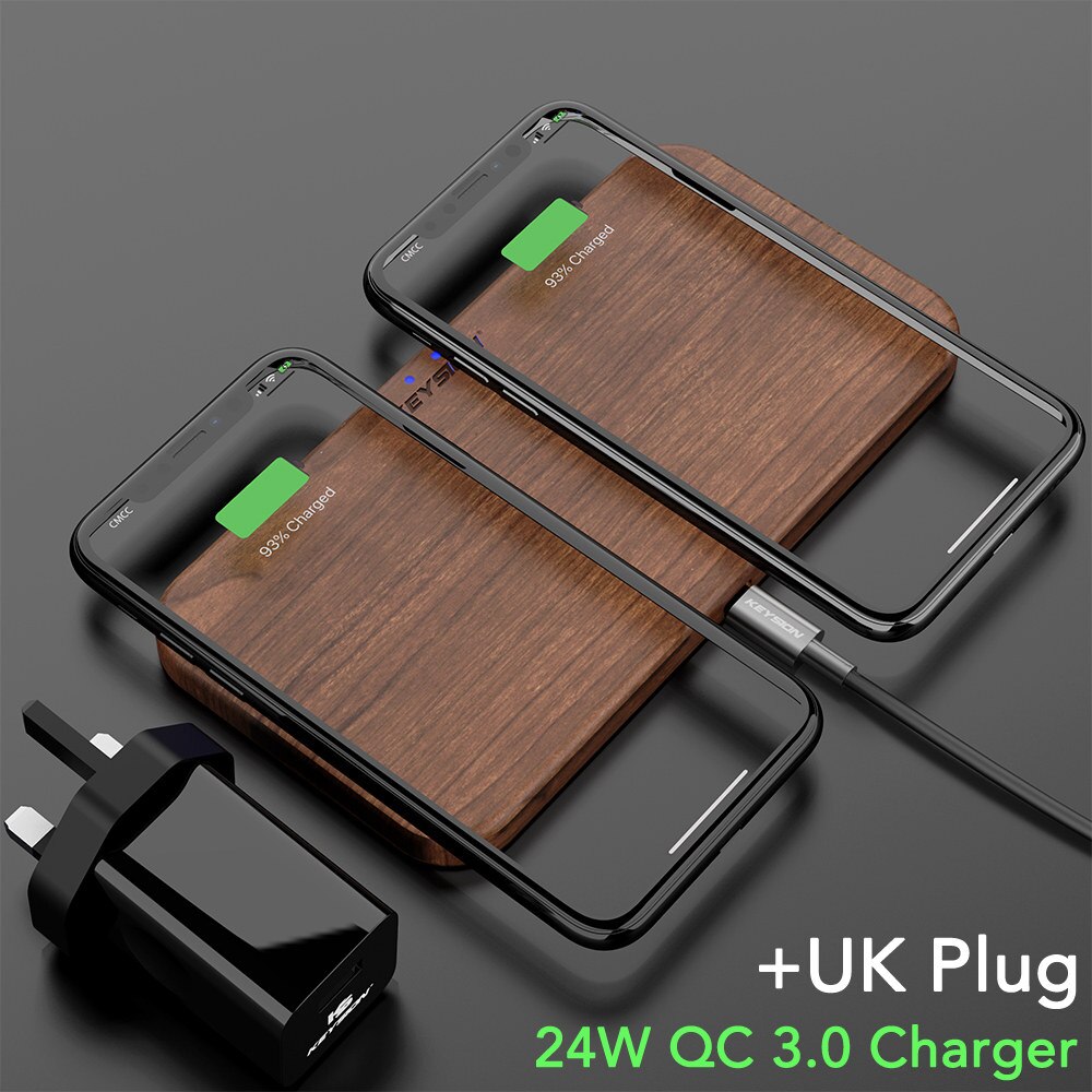 Keysion 5 Coils Dual Wireless Charger Stand Voor Iphone 12 11 Pro Xr Xs Max Qi Snelle Draadloze Opladen Pad voor Samsung S20 S10 S9: UK Plug Set-1