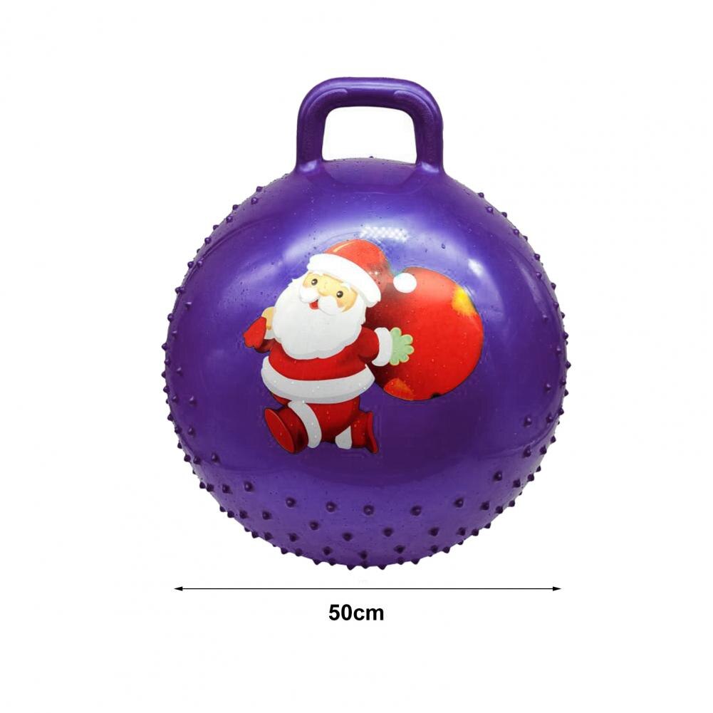 Christmas Theme Yoga Ball Lightweight Handle Yoga Ball Anti-slip Inflatable Bouncy Ball PVC Handle Hopper Ball for Exercise