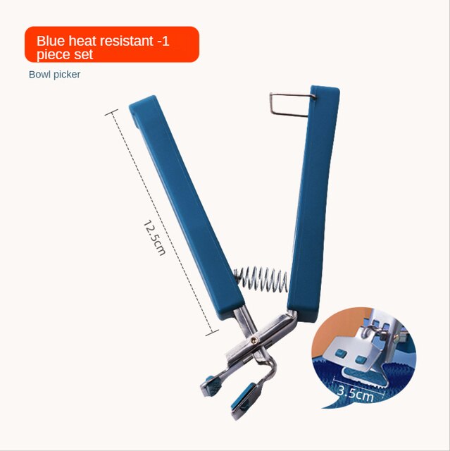 Kitchen Pot Plate Clips Anti Scalding Bowl Gripper Holder Stainless Steel Steamed Dishes Clamp Silicon Oven Gloves Table Pad: 1 Blue Bowl Clip