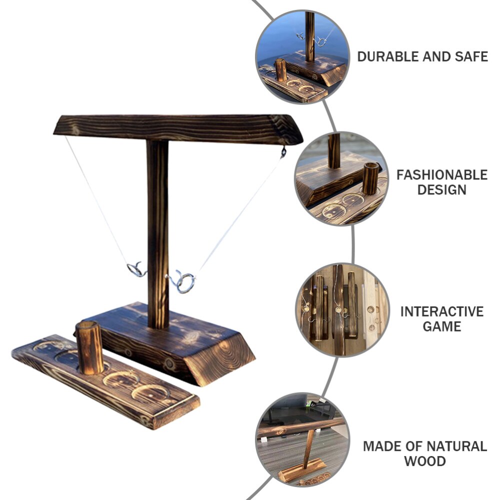 1 Set Hook and Shot Ladder Game Wooden Ring Toss Board Game