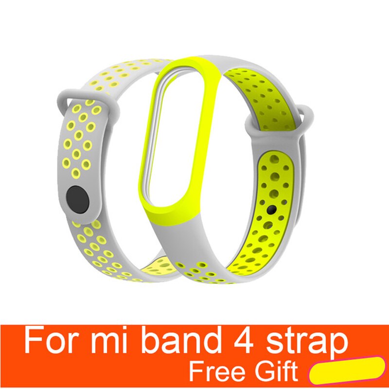 Per Xiao mi mi fascia 4 Cinghia di Accessori per Articoli Elettronica smart sostituzione impermeabile Doppio Braccialetto Del Silicone Di Colore per mi Band4 NFC cinturino Da POLSO: gray green