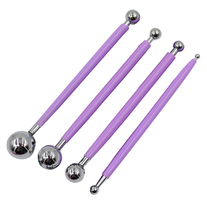 Polymeerklei gereedschap modelleerklei boetseergereedschap stippelpen siliconen tips balpen aardewerk keramische klei inkepingsgereedschap: Paars