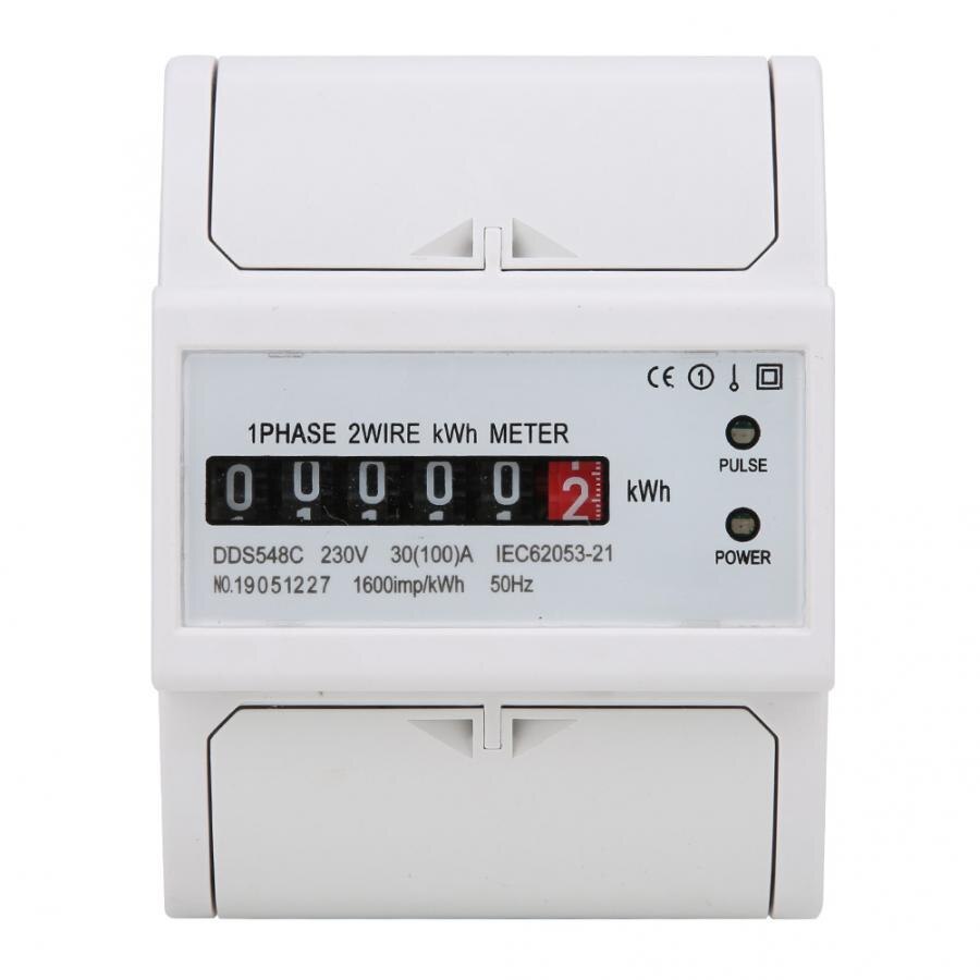 DDS548C Watt Hour Meter Single Phase 4P 230V Power Energy Meter 35mm DIN-Rail Mount Electric Meter