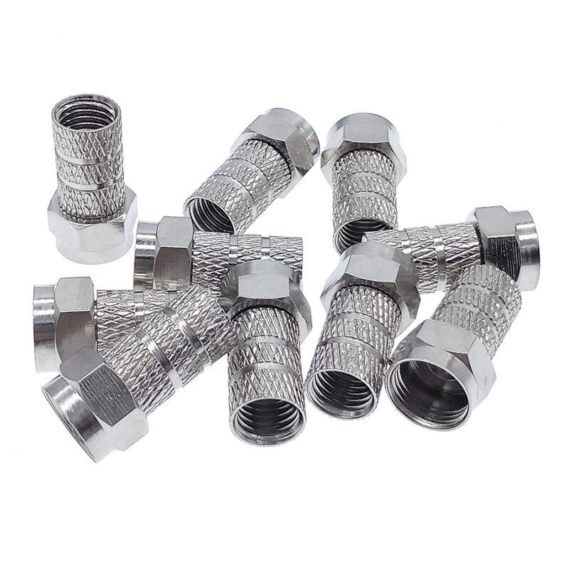 Conectores de cable coaxial tipo F 75-5, 10 piezas, materiales de latón, conectores de línea única