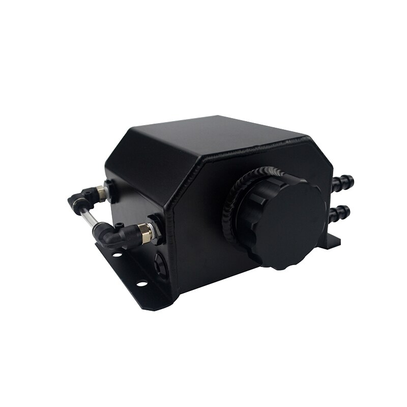1l olie dåse universal aluminium bil olie fangst tank reservoir tank brændstoftank: Sort