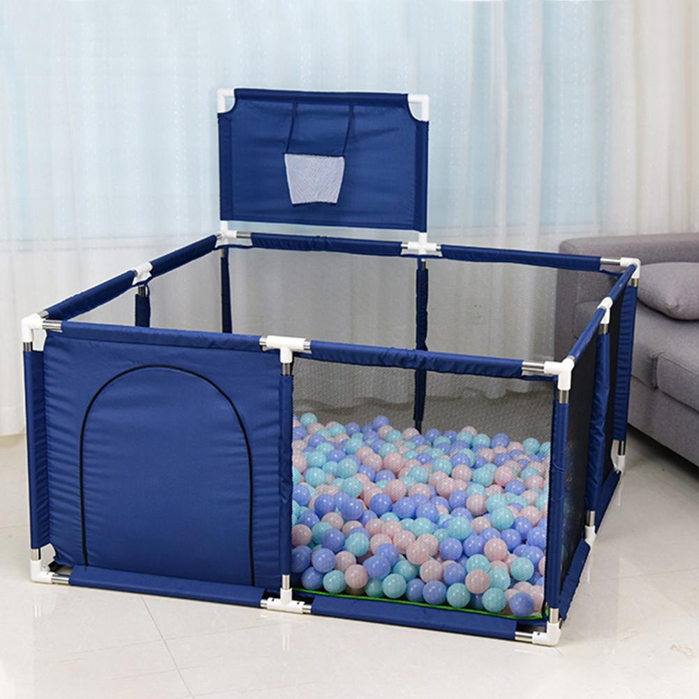 Baby Boxen Ballenbad Met Basketbal Hoepel Extra Grote Baby Mesh Hek Indoor Outdoor Speeltuin Droog Zwembad Box Voor Kinderen