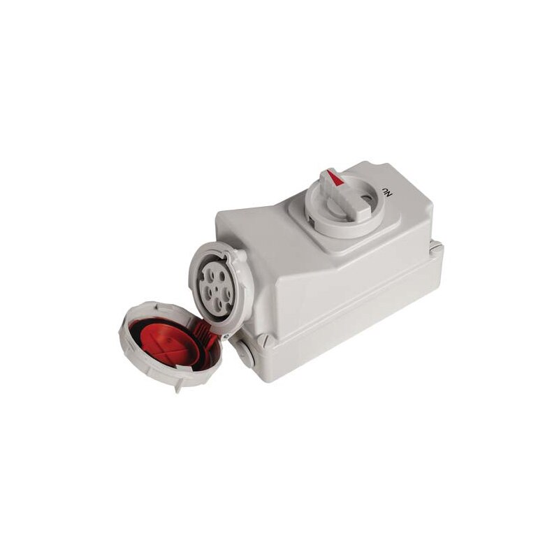 Interlock Industrial Socket 3 pole 4p 5pin 16A 32A 63A ip67 Interlock Switch Socket Waterproof 220V 380V 415V