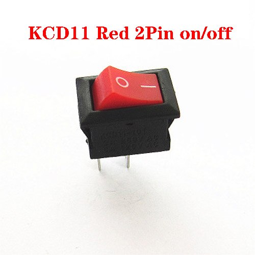 Interruptor de botón 20 piezas para barco, pulsador de encendido y apagado, 10x15mm, k, 2 pines/3 pines, pies curvados, 3A, 250V, KCD11, negro, rojo y blanco: Red  2Pin