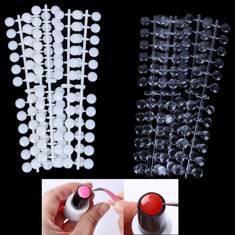 Tabla de colores de uñas 120, pantalla de Color de esmalte de uñas, pantalla de esmalte de uñas redonda con parte posterior plana de 12mm, estante de exhibición de uñas con de lunares/oso