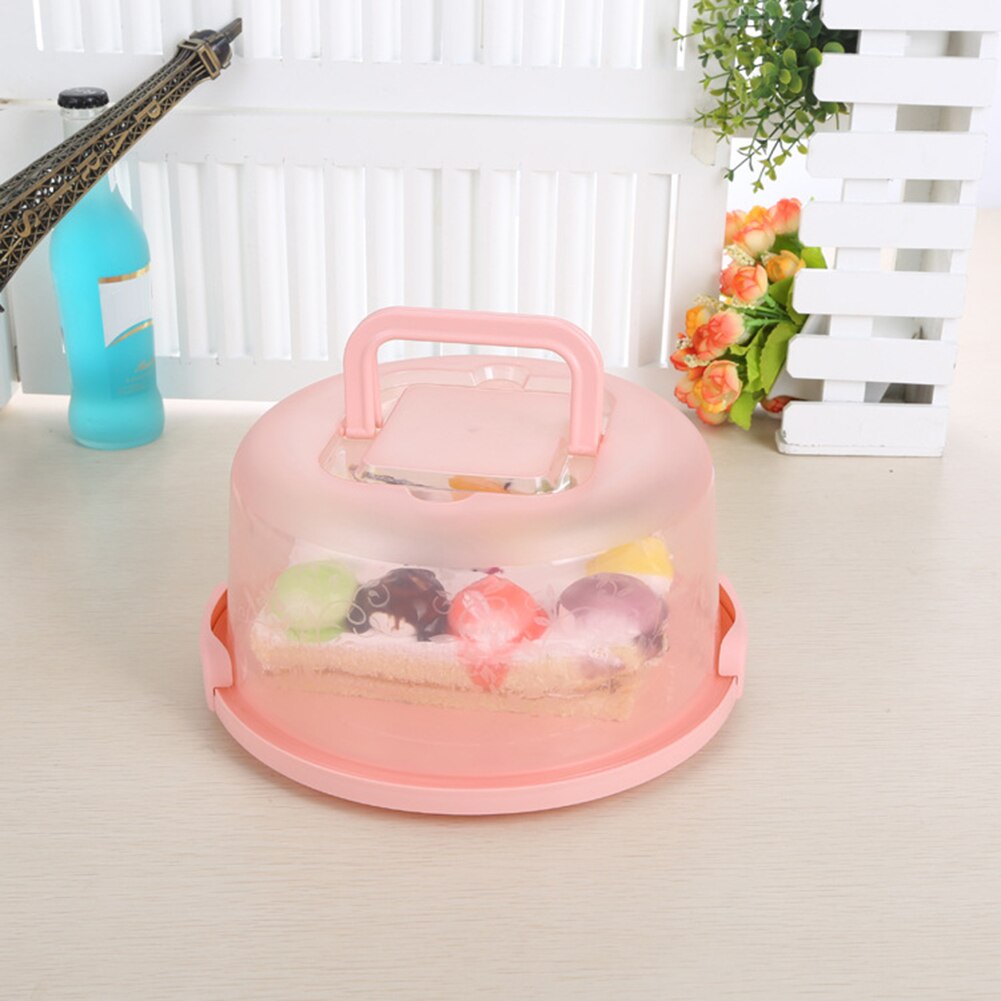 Plastic Ronde Cake Box Carrier Handvat Gebak Lichtgewicht Opslag Houder Dessert Container Cover Case Cake Accessoires