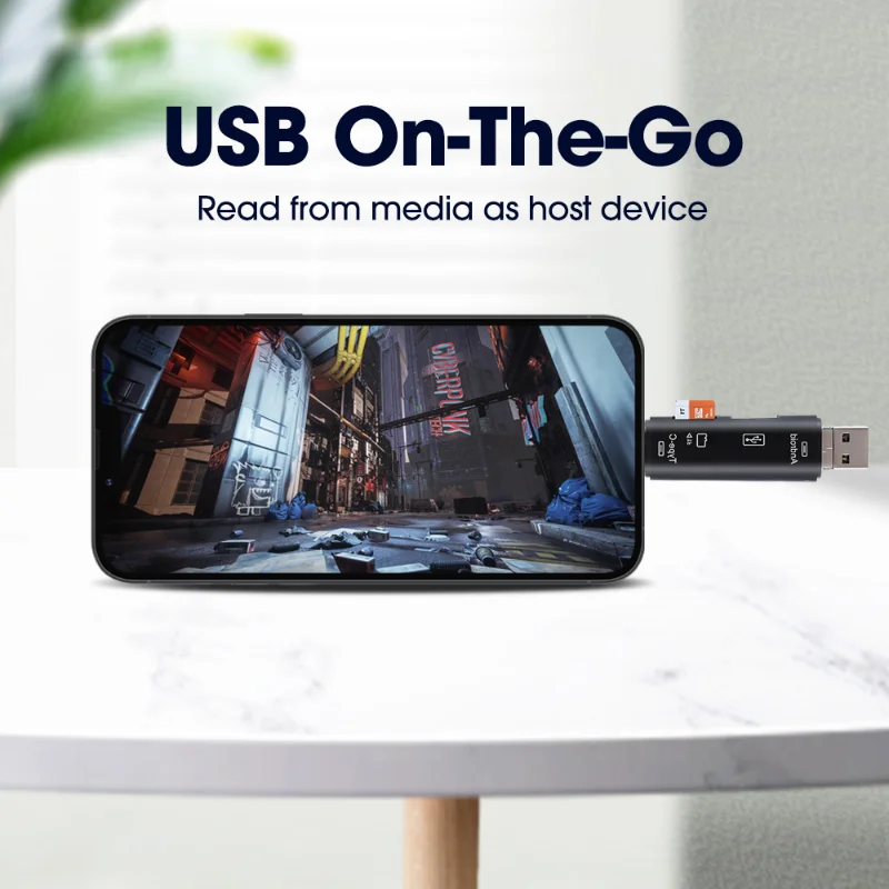 5 In 1 Multifunction Usb 2.0 Type C/Usb /Micro Usb/Tf/SD Memory Card Reader OTG Card Reader Adapter Mobile Phone Accessories